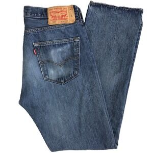 Levi's 501 Jeans Mens 33x34 Blue Denim Button Fly Straight Leg Red Tab Classic